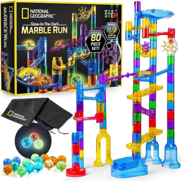 Kids Toys Glowing Marble Run Construction Set with 15 Glow in The Dark Glass‎ - Picture 1 of 6